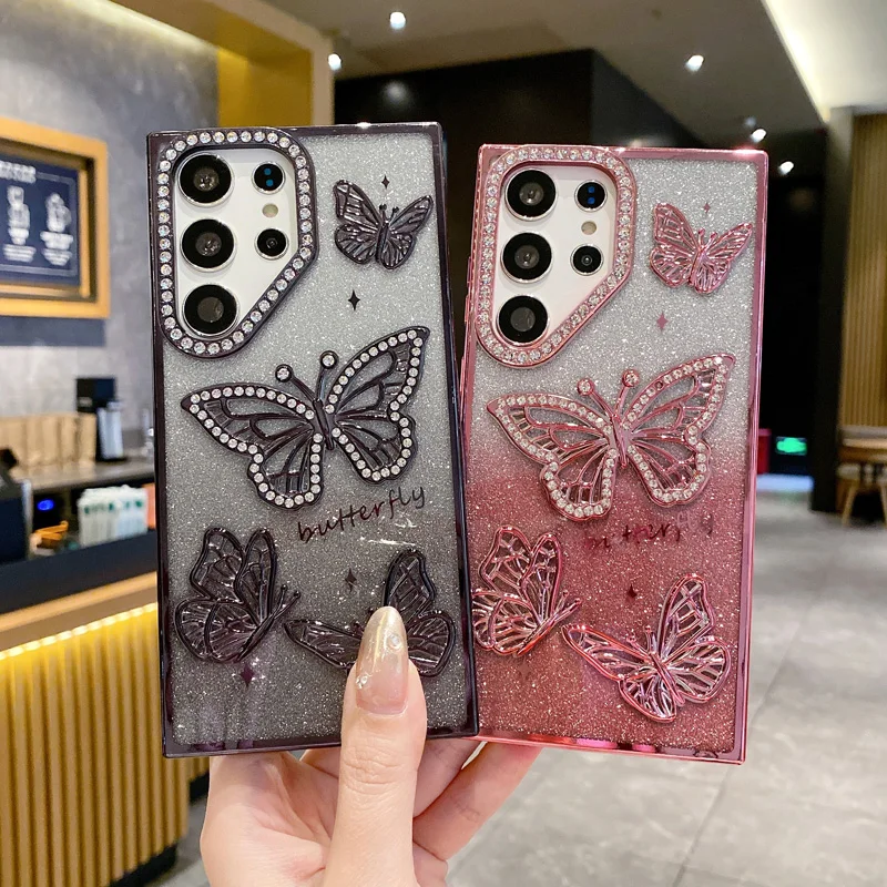 Butterfly Glitter Rhinestone Phone Case - Sparkling Back Cover