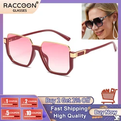 2022 New Style Quality Large Frame Square Sunglasses Changing Color Oversized Semimetal Sun Glasses Brand Design Vintage Shades