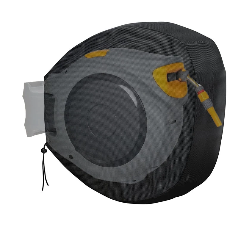Garden Hose Reel Cover 420D Painted Garden Wall Mount Retractable Hose Reel Cover Waterproof Sun Protection Hose Reel Cover Durable Easy To Use Black