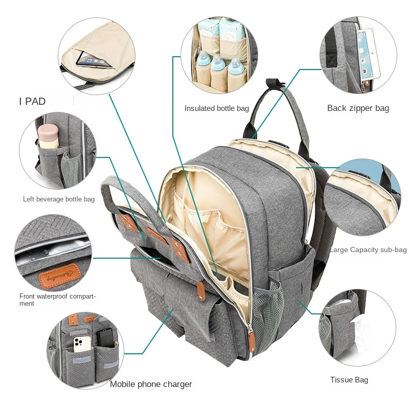 Women's Backpack Multifunctional  Lightweight Diaper Bag Waterproof  Wear-resistant High-capacity  Handbag Fashion For Mothers