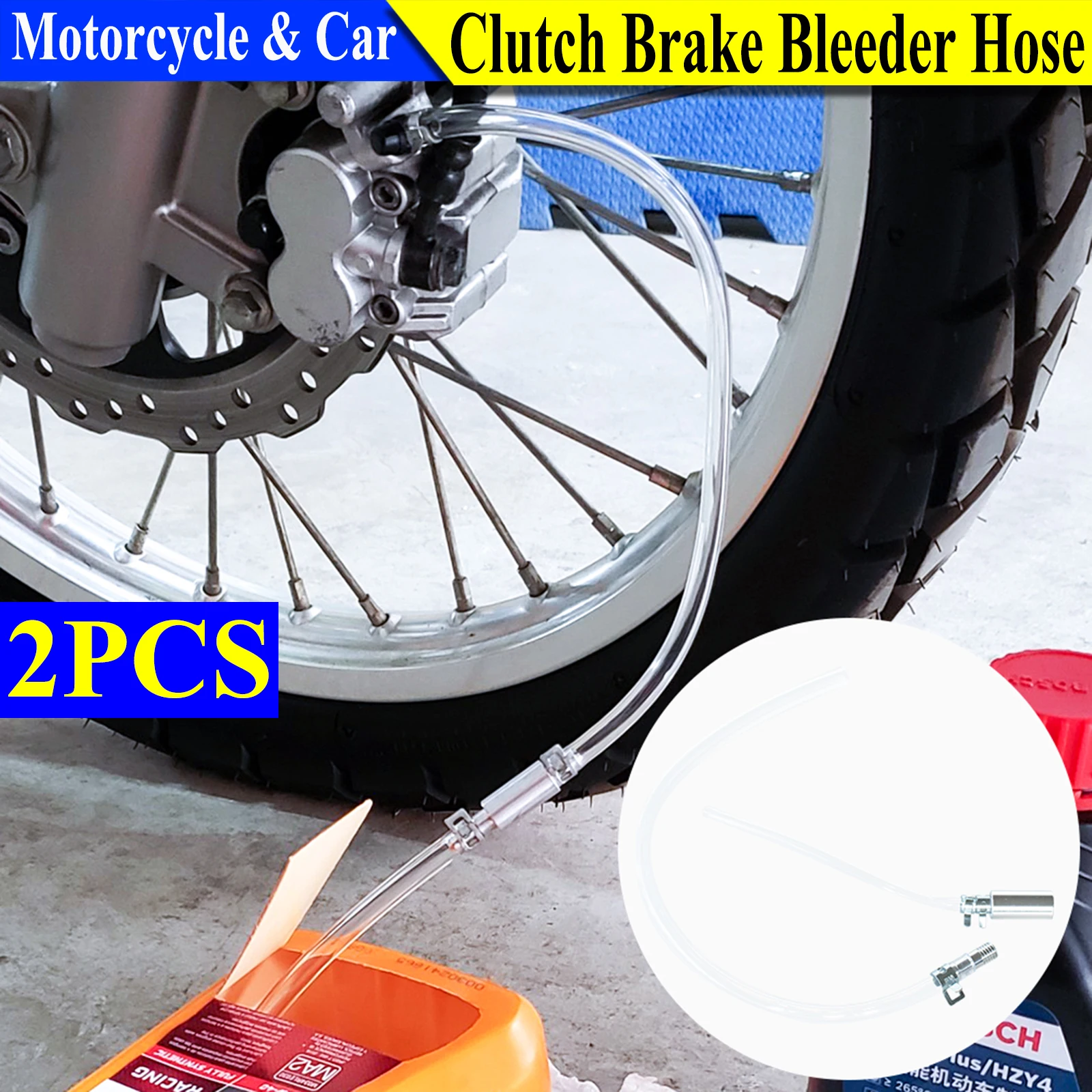 2xMotorcycleCarBrakeClutchAluminumOilBleederHoseOneWayValve
