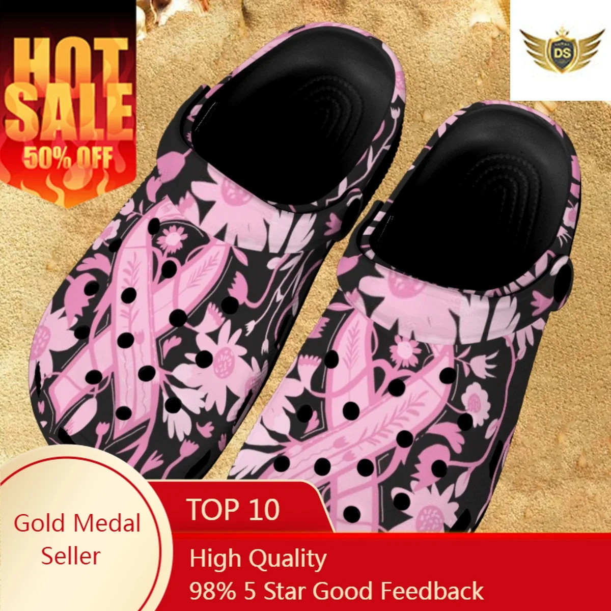 

New Summer Breast Cancer Non-Slip Garden Shoes Fashion Hospital Work Medical Sandals Classic Home Wading Slides Zapatos