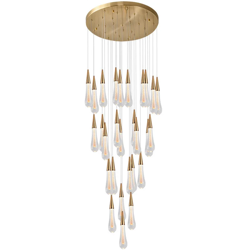 Crystal LED Pendant Lights for Bedroom Dining Room Bar Water Drop Chandelier Stair Lamp Interior Decoration Hanging Lamps