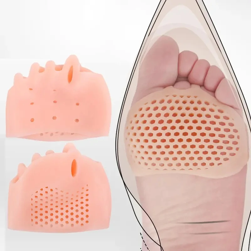 2pcs Silicone Forefoot Pads Gel Insoles Pads Toe Separator Cushion Pad Pain Relief Insoles Finger Toe Valgus Corrector Gel