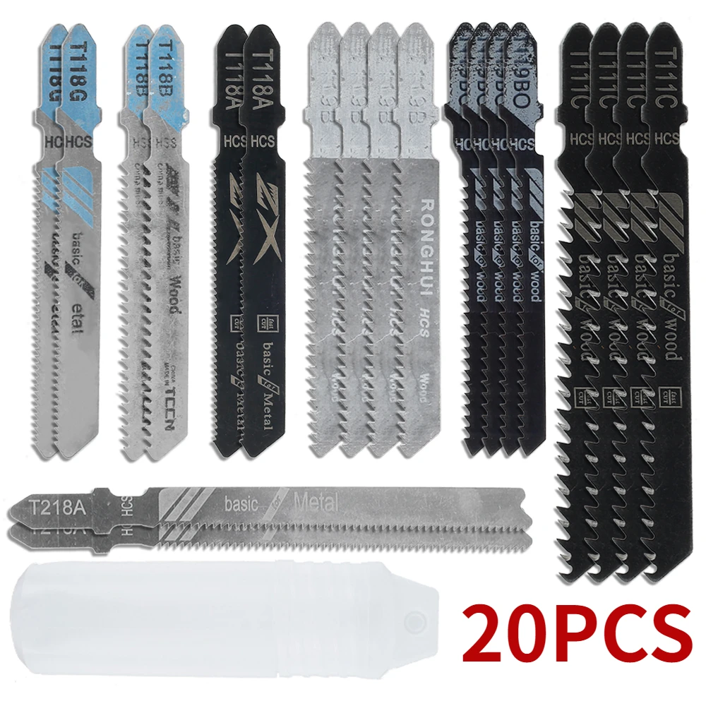 Jig saw blades 20 pieces jigsaw blades set T-shaft HCS Assorted For wood plastic and metal cutting For Black & Decker Metabo