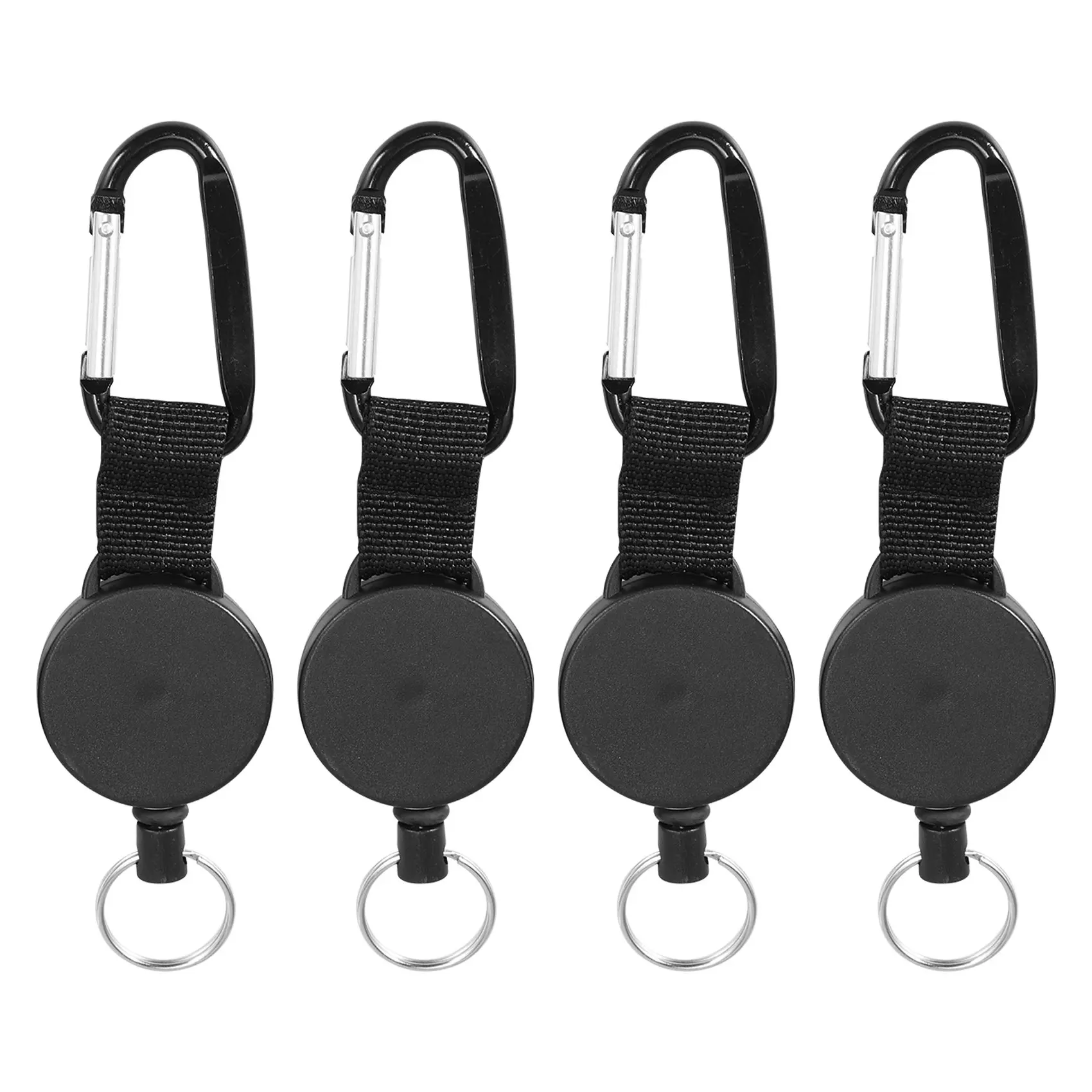 

4 Pieces Heavy Duty Retractable Keychain Retractable Badge Holder Reel Clip with 64cm Steel Wire Rope