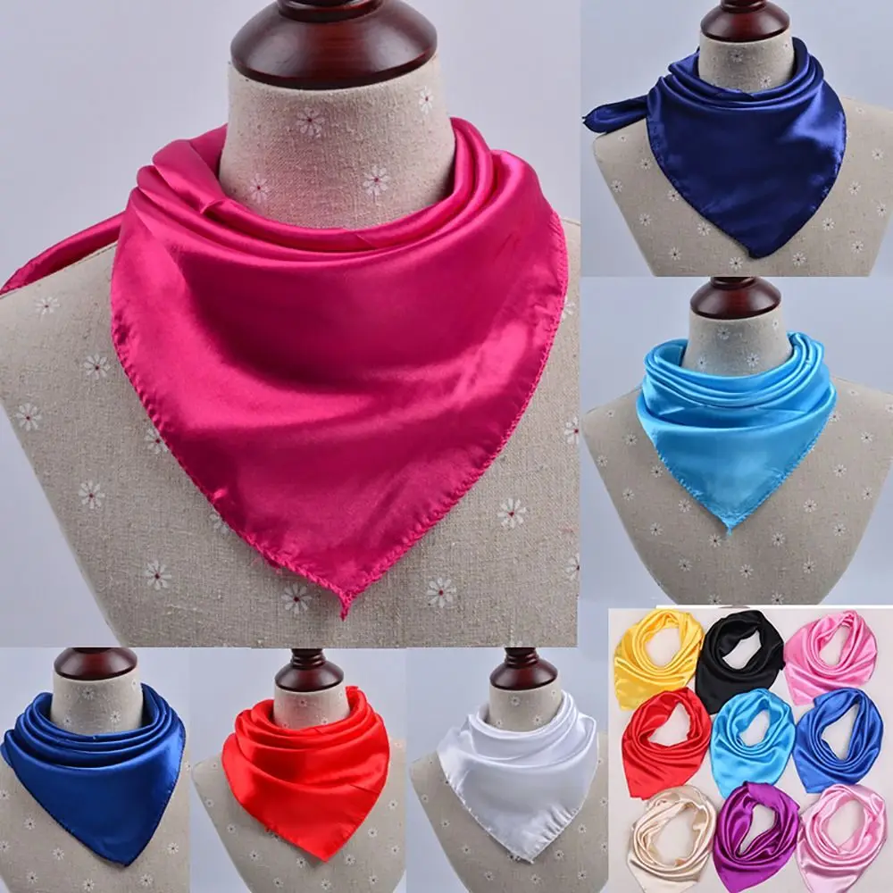 

Solid Item Color Silk Scarf Durable Imitation Silk 60*60cm Neck Wrap Neckerchief Women