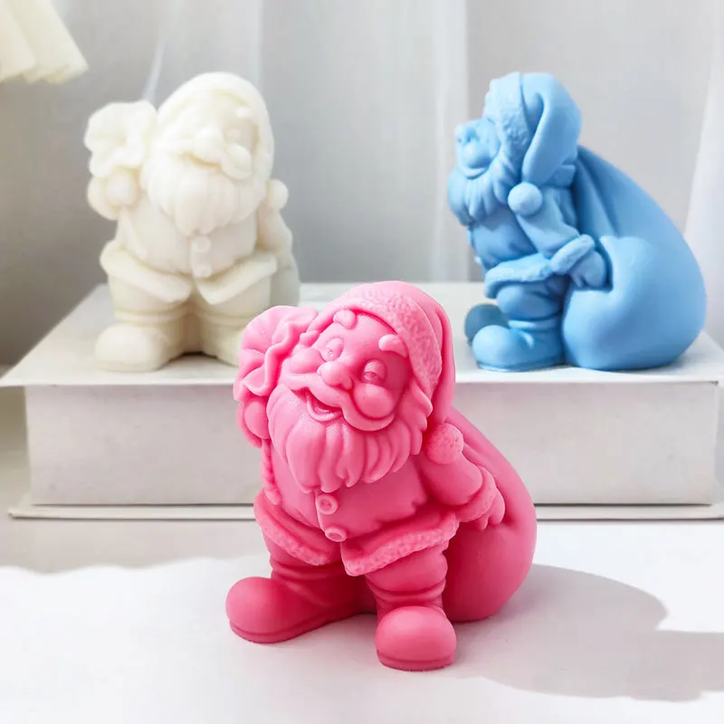 

3D Рождественская силиконовая форма в виде свечи для стариков, статуя Санты, искусственный гипс, Рождественский декоративный подарок