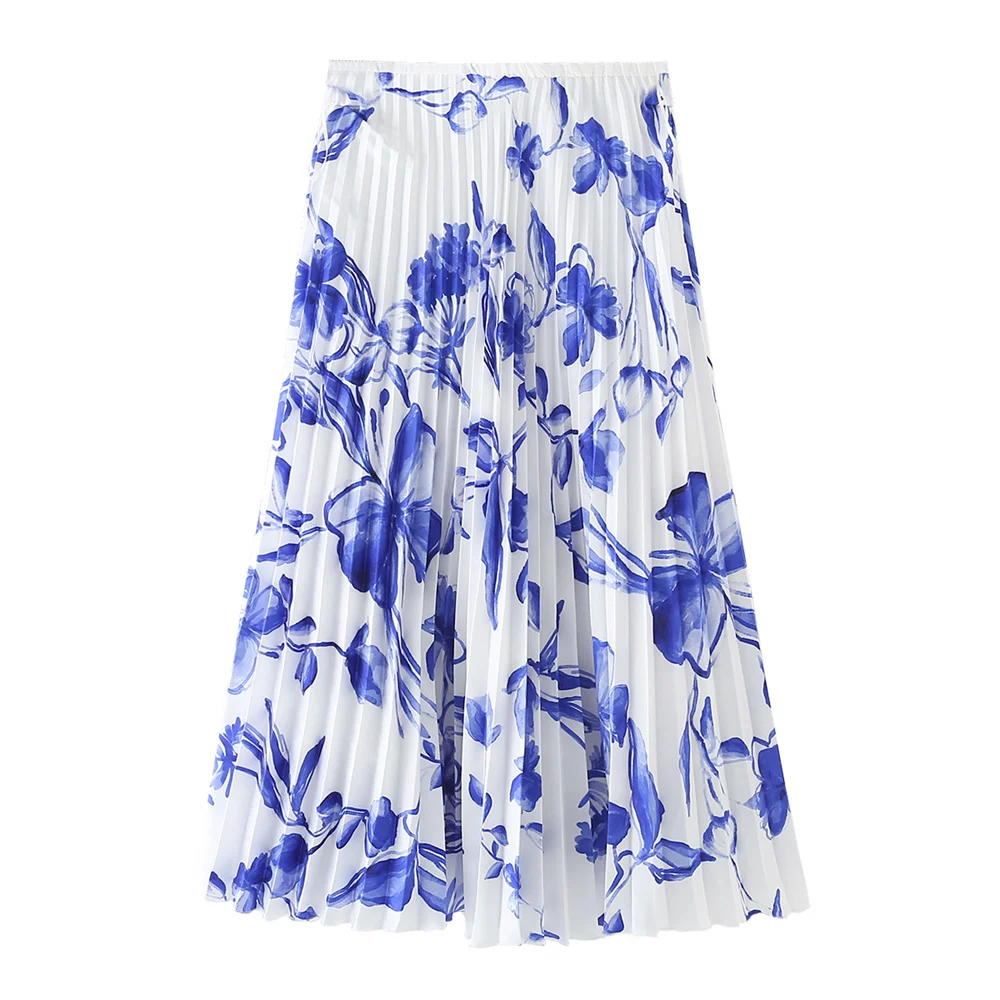 Taop & za2024 אביב מוצר חדש מותן גבוה של נשים שיריעה באמצע אורך-קו חצי-אורך חצאית מודפסת image_1