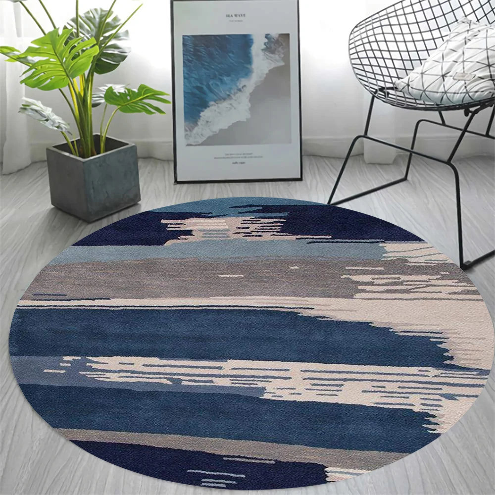 

CLOOCL Fashion Flannel Round Carpet Watercolor Paints 3D Printing Round Rug Home Decor Sofa Table Rug Anti Slip Chair Mat