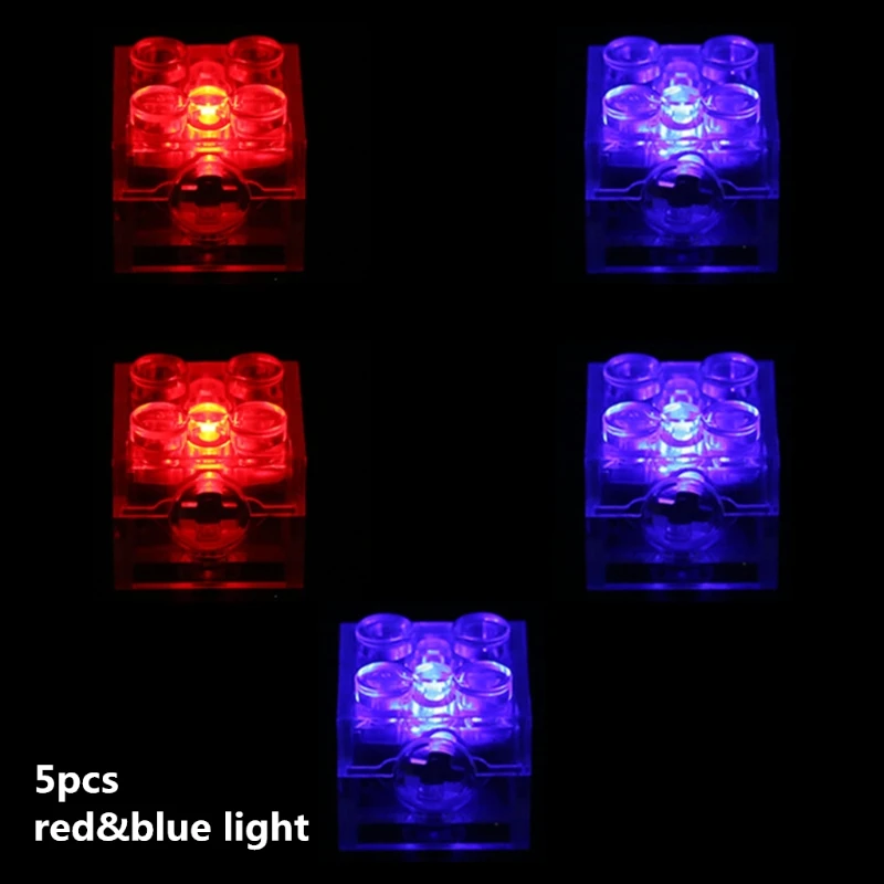 5pcs 2x2 dot LED Light Up Colorful Accessories Compatible All Brands Building Blocks