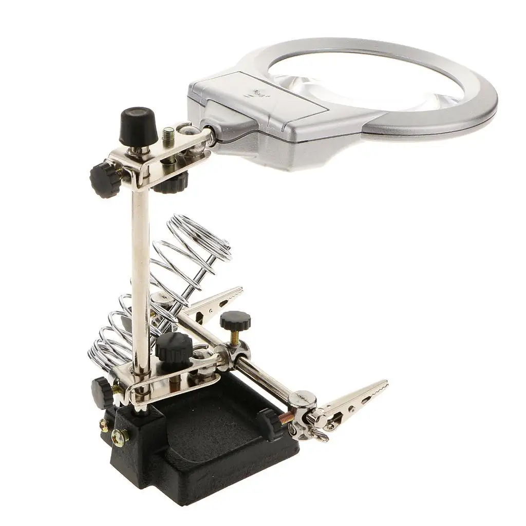 

2.5X 6X Help Hand Clip LED Magnifying Soldering Iron Stand Len Magnifier
