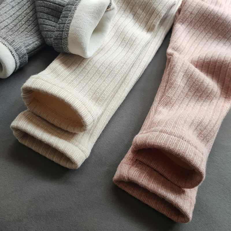 Winter Baby Girls Pants Thicken Warm Fleece Pants for Girls Leggings Children's Elasticity Slim Stripe Trousers girl leggings fleece pants girl skirt trousers kids tights kids middle pants
