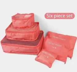 6-Piece Waterproof Luggage and Storage Bag Set in Red (Red 6pcs)