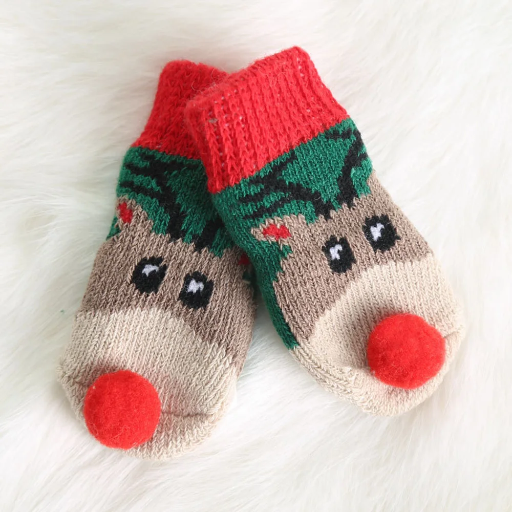 4pcs Christmas Winter Dog Socks Pet Paw Protector