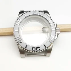 Men's 40mm Steel Watch Case with Sapphire Crystal and Transparent Back for Mineral Crystal (NO.10)