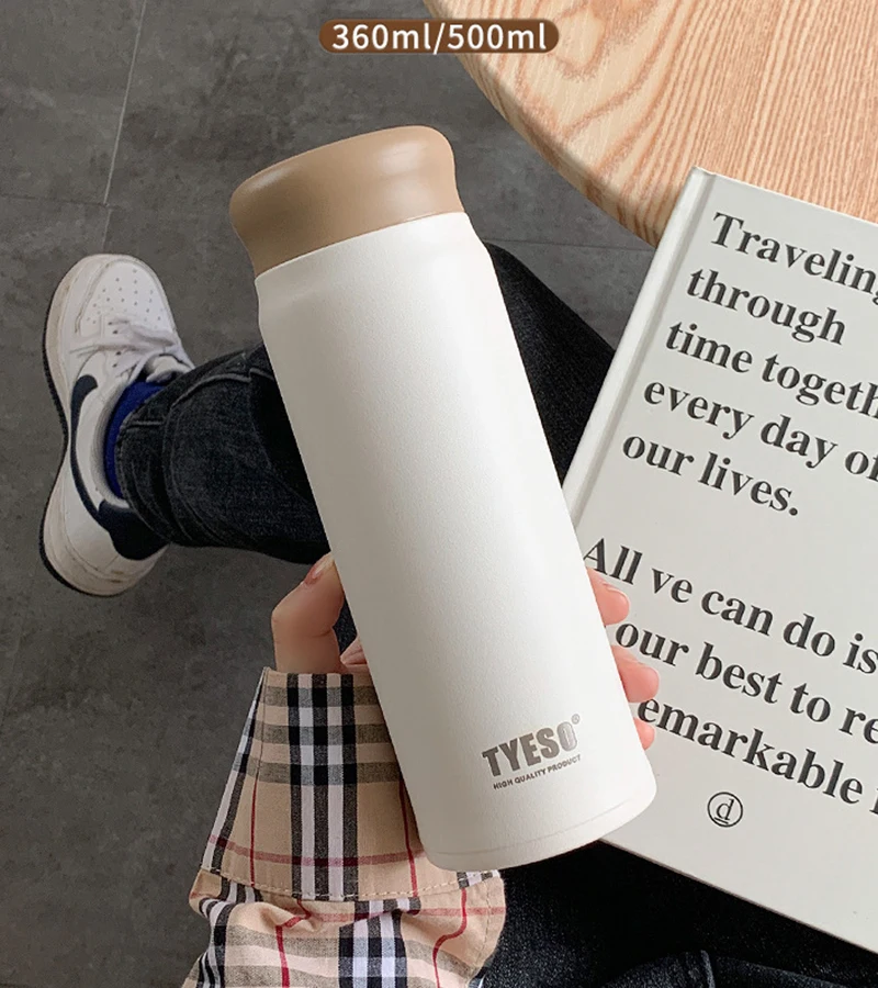 Tyeso 360/500ml 보온병 컵 스테인레스 대형 소녀 물병 절연 디자인 야외 여행 보온병 Kottle Botella 휴대용
