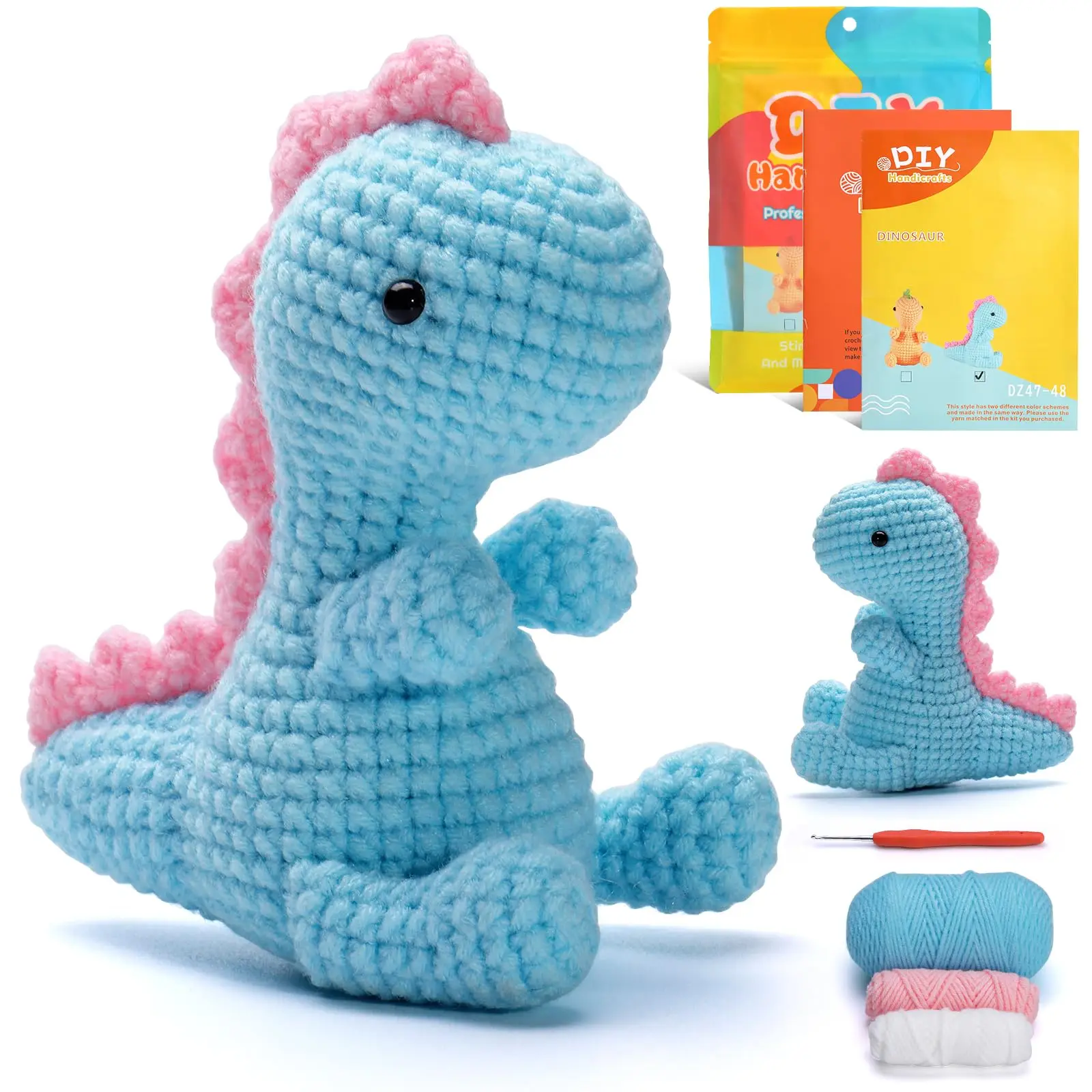 Fenrry Crochet Kit for Beginners Dinosaur Knitting Kit Crochet Material Bag with Step-by-Step Instructions Video
