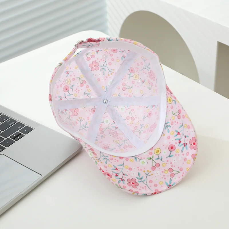 Baby Girls Cotton Baseball 2025 Summer School Cartoon Flowers Children Outdoor Kids Caps for 2-8Years Adjustable Sports Hats