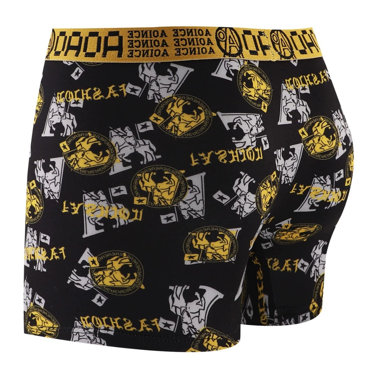 4 Pieces Retro Print Men's Boxer Briefs with Pouch Breathable No Restriction Underwear Trunks U Convex Design Male Underpants 5
