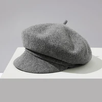 New autumn winter fashion Artist Hat Felt Wool Solid Color Beret Caps women Windproof versatile baseball cap Octagonal cap 1