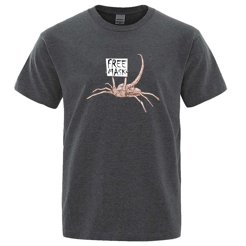 Camiseta estampada com máscara grátis da Alie, camiseta de terror com estampa de Escorpião, camiseta respirável de verão, roupa de hip hop, algodão, streetwear_voghion.com