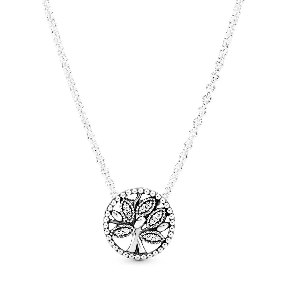 

Authentic 925 Sterling Silver Moments Tree Of Life With Crystal Necklace For Women Bead Charm Diy Fashion Jewelry