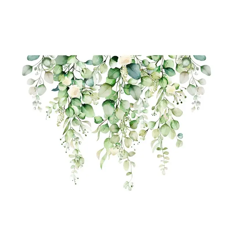 

Bathroom Wall Sticker Mural Beautify Flower Green Plant Leaves Toilet Sticker WC Self Adhesive Mural Stickers Home Decoration