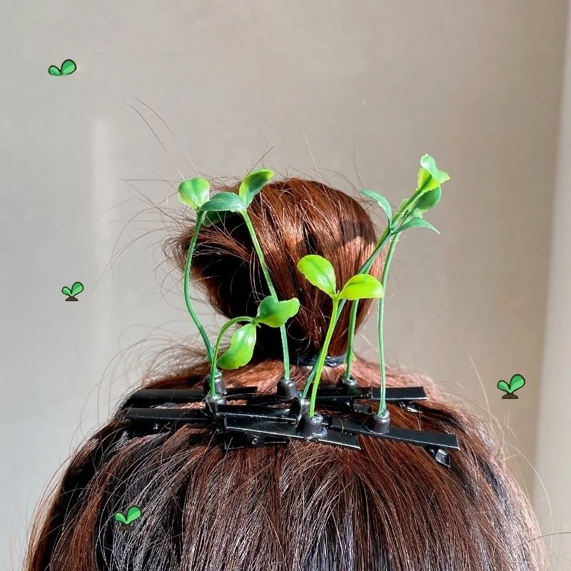 5-100pcs Grass Style Hair Clips Cute Sprout Plant Hairpins Novelty Hair Accessories for Women Girls Party Cosplay Funny Headwear