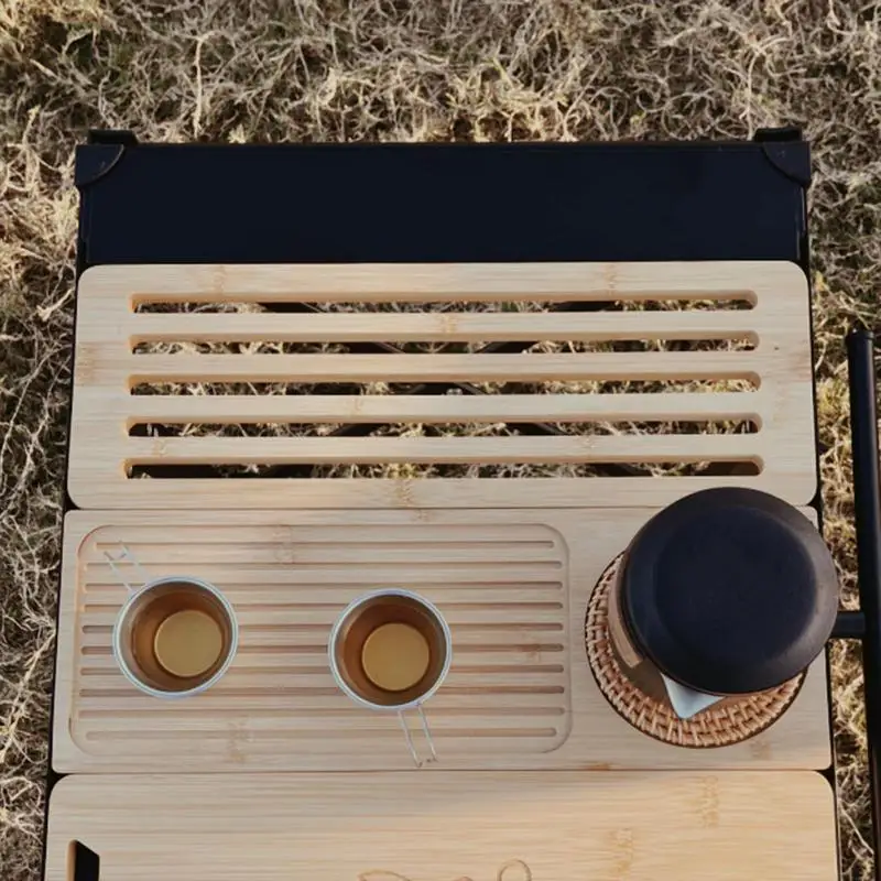 

Camping Tea Platter Tea Tray for Camping Outdoor Serving Platter Enjoy Leisure Time Tea Cups Board for Tea Culture Enthusiasts