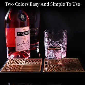 Ice Stamp Tray for Cocktails & Whiskey - Brass Ice Cube Imprinter for Clear Ice Cubes -Ice Press Craft Modern Ice 3