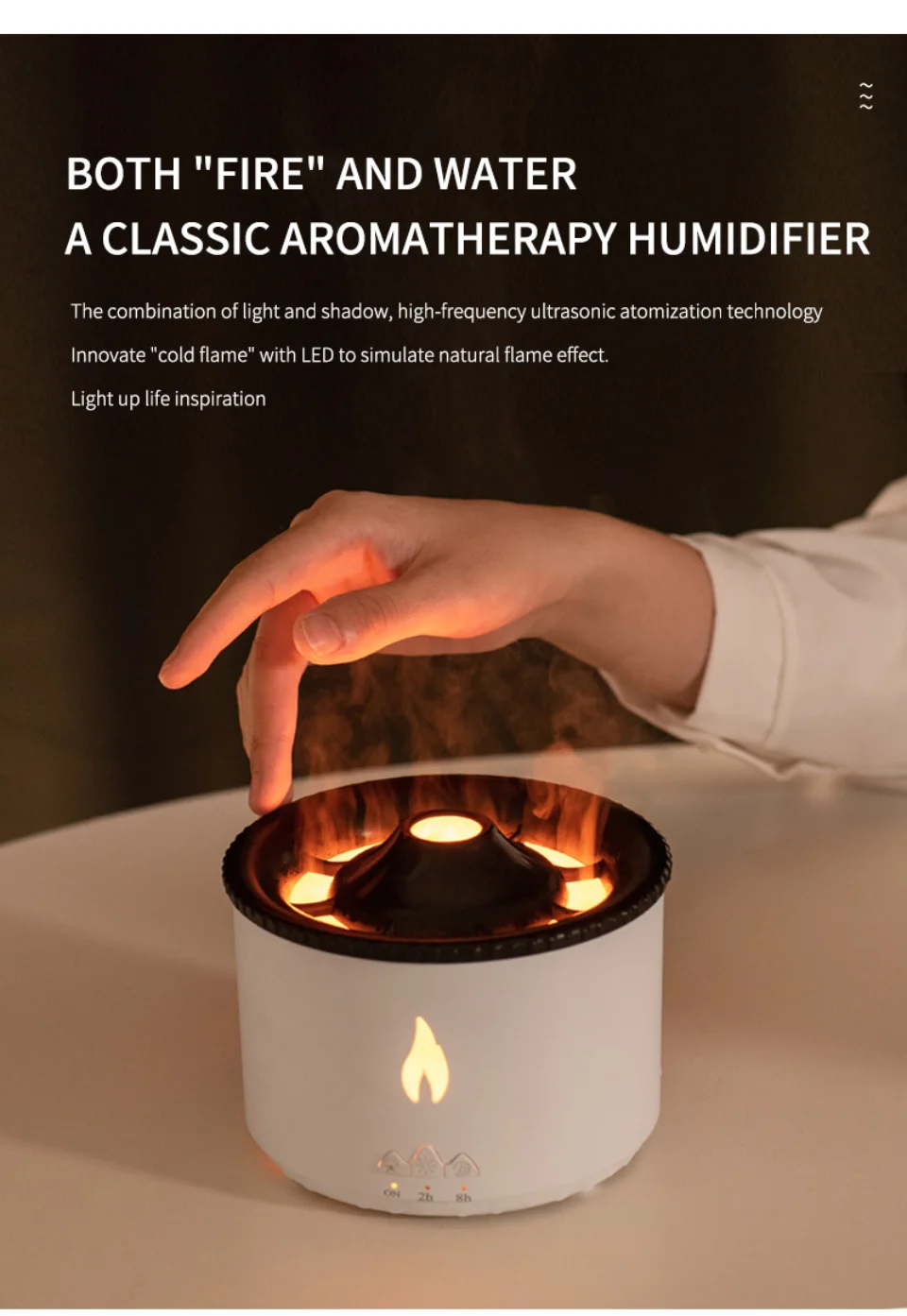 Volcanic Flame Aroma Diffuser Essential Oil 360ml Usb Portable Air