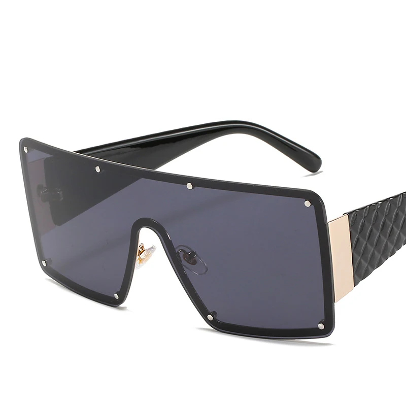 

Oversized One-piece Sunglasses Women 2024 Trends Metal Rimless Vintage Blue Sunglass Man Gradient Lens UV400 Driving Glasses