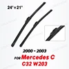 Wiper LHD Front Wiper Blades For Mercedes-Benz C-Class C32 W203 2000 - 2003 Windshield Windscreen Window Brushes 24"+21" 1