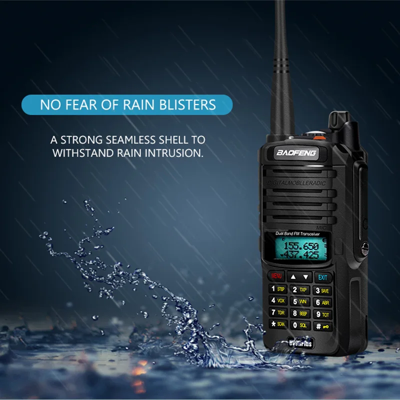 Baofeng-Waterproof Walkie Talkie, UV 9R Plus, Ham Radio, Cb Radio, Comunicador with FM Radio, 15W, 2Pcs 4