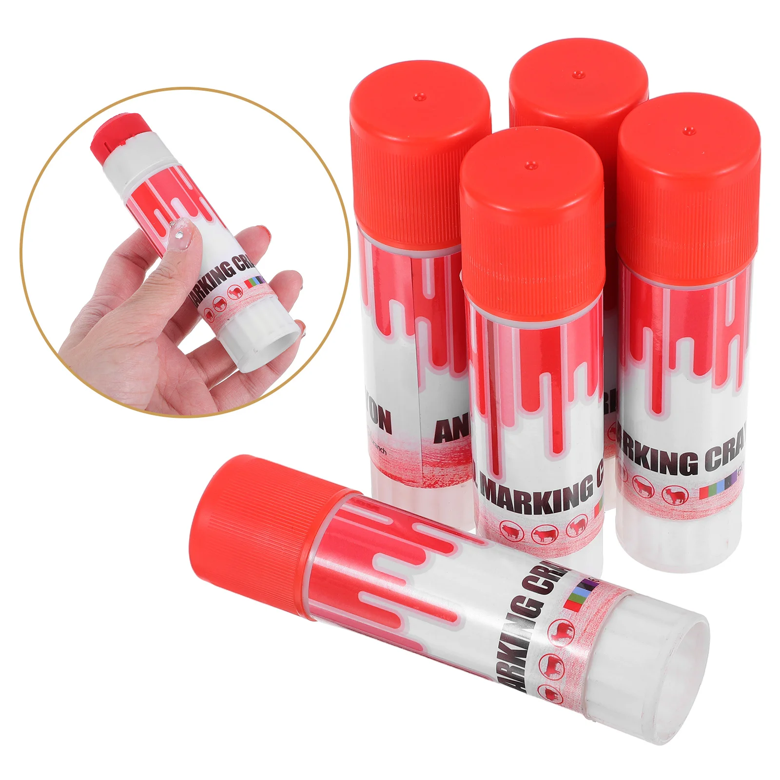 5 Pcs Livestock Ear Tags Marking Stick Animal Identification Crayon Farming Supplies Wax Marker For Pig Cow Goat Sheep Horse Donkey