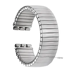 Stainless Steel Stretch Metal Watch Band - Elastic Expansion Wristband Accessory - 20mm (Silver - trapezoid)