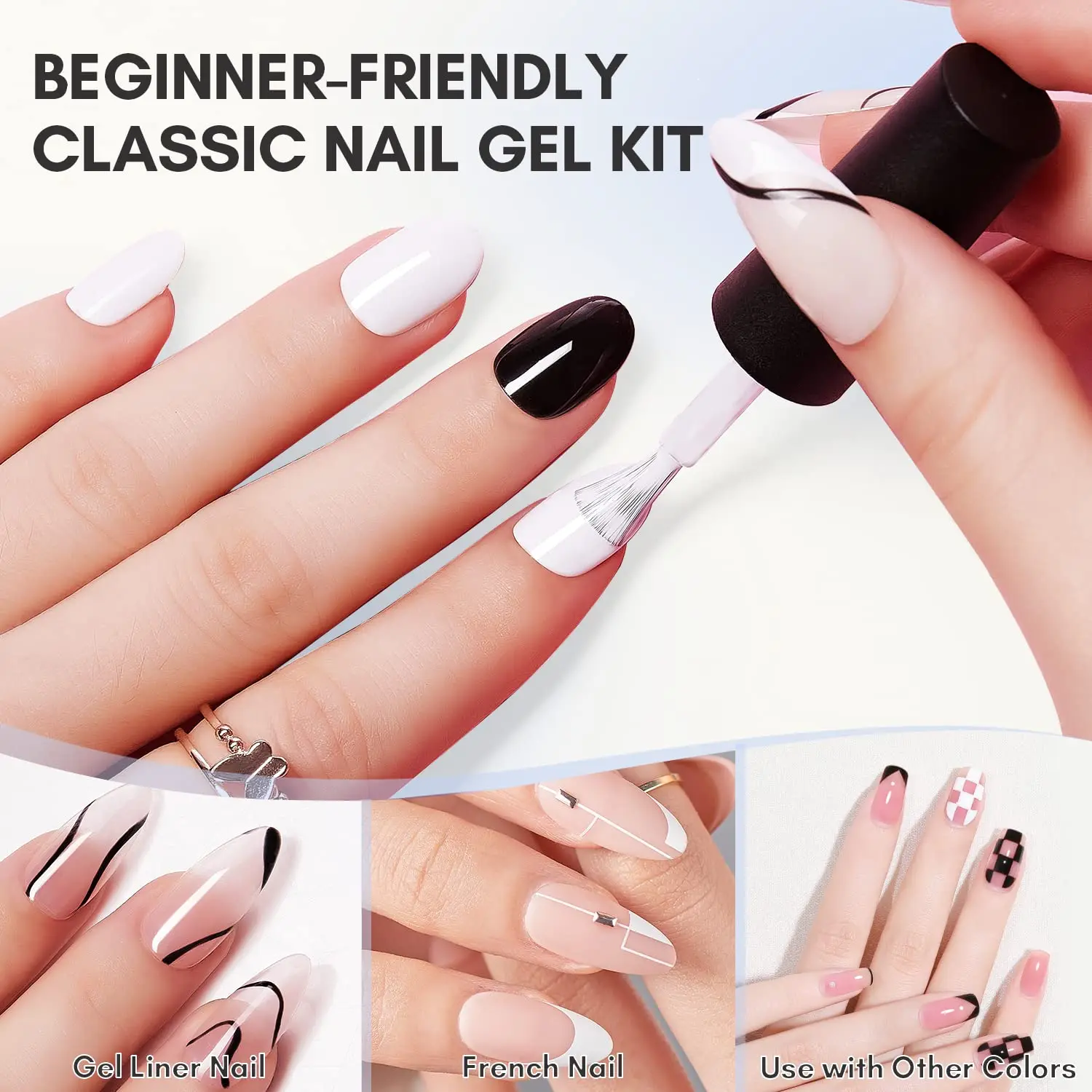 Makartt Black White Nail Gel Polish Kit Holographic Gel Polish Set Soak Off UV LED Varnish Manicure Nail Art