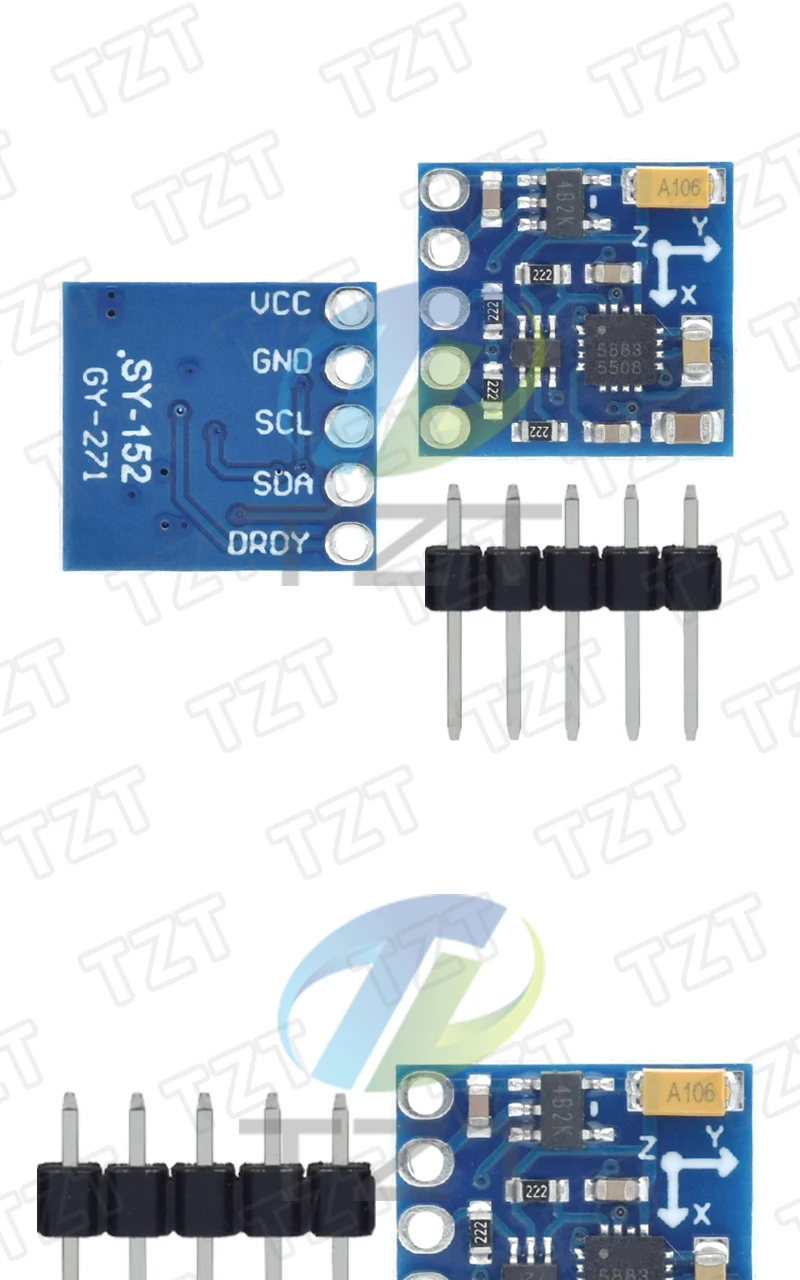 GREATZT 1/3PCS GY-271 Elektronischer Kompass Kompassmodul QMC5883P Dreiachsiger Kompass Dreiachsiges Magnetfeldmodul – Detail 3