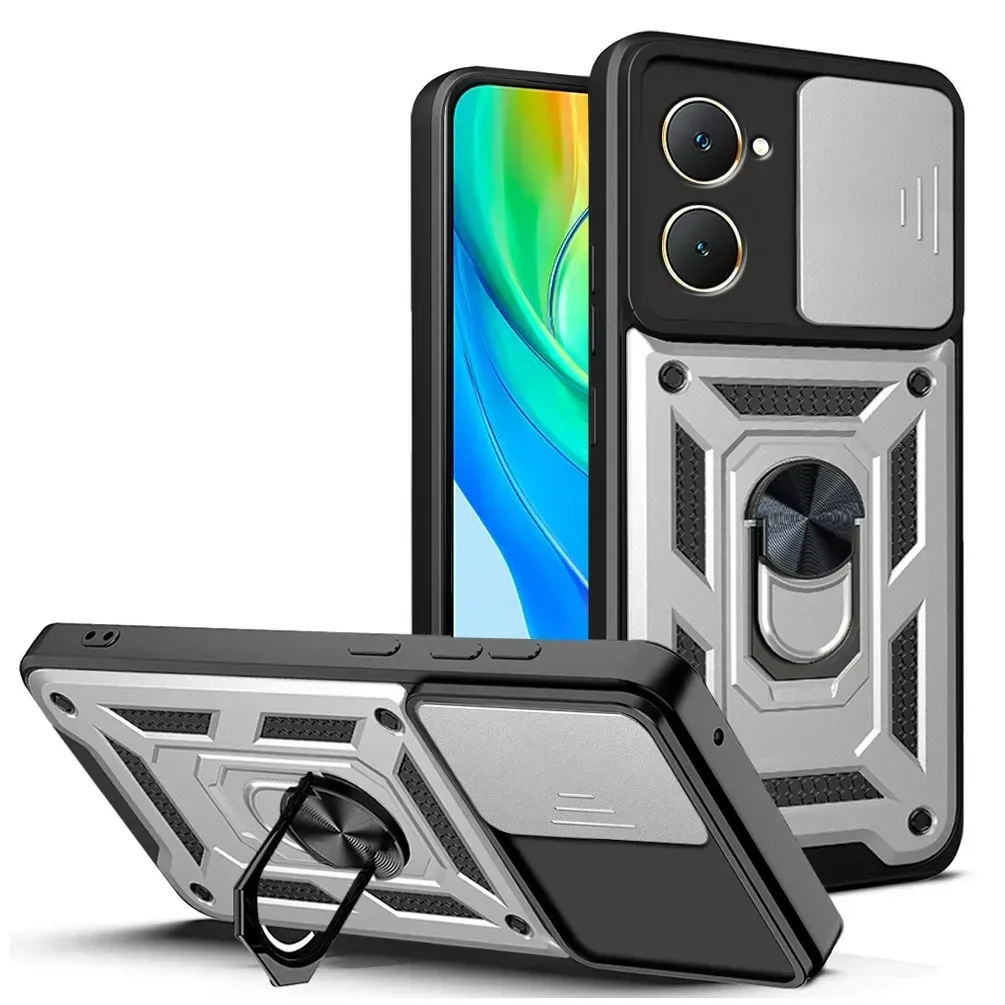Durable Armor Case with Lens Protection and Magnetic Ring Holder