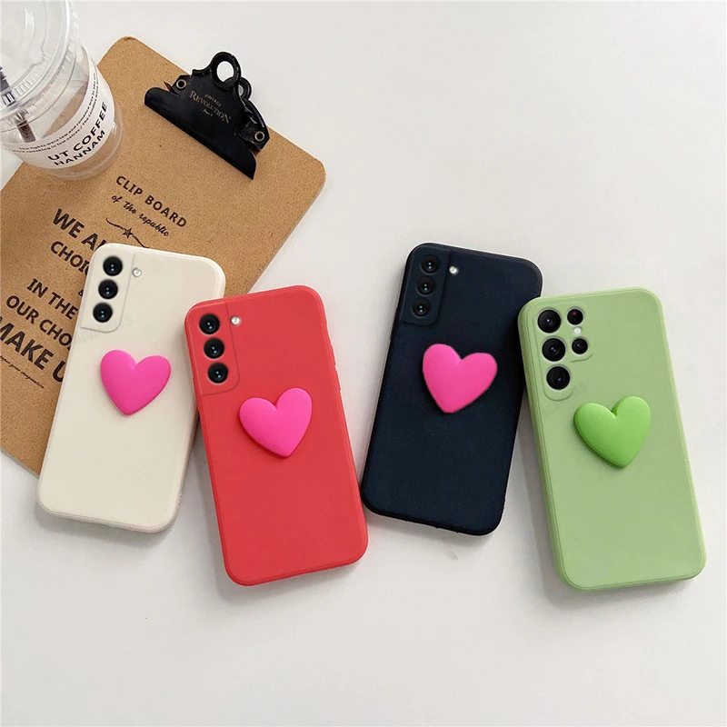 3D Cute Love Heart Silicone Phone Case - Frame Back Cover