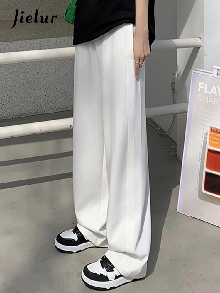 Jielur Pure Color Sport Loose Female Wide Leg Pants Winter Casual American Style Slim Chic Fashion Ins Women's Pants Streetwear