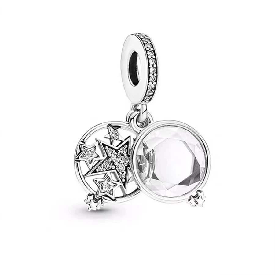 New Camping Night Sky Double & Forever Sisters Dangle Charm Beads Fit Original 925 Sterling Silver Bracelet DIY Jewelry Gift 4