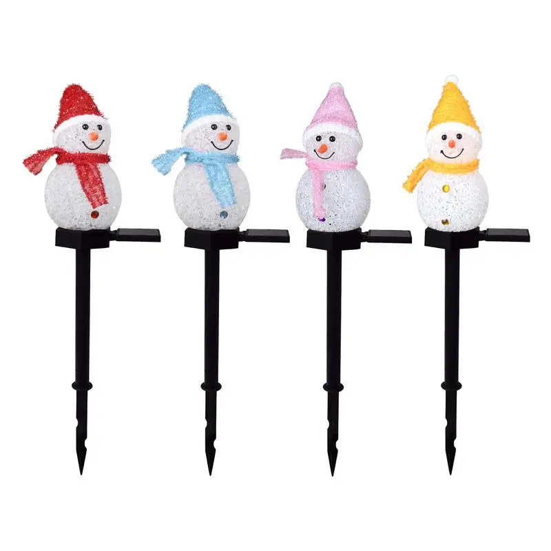 

Snowman Yard Stakes Outdoor Christmas Solar Garden Stake Decor 4pcs Snowman Driveway Marker Lights Outdoor Christmas Pathway