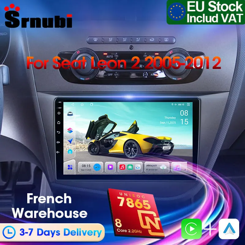 Radio para Auto Srnubi con Chip UIS7865, Carplay Inalámbrico, Android 14, para Seat Leon 2 2005-2012, Unidad Principal, Audio para Auto, GPS 1