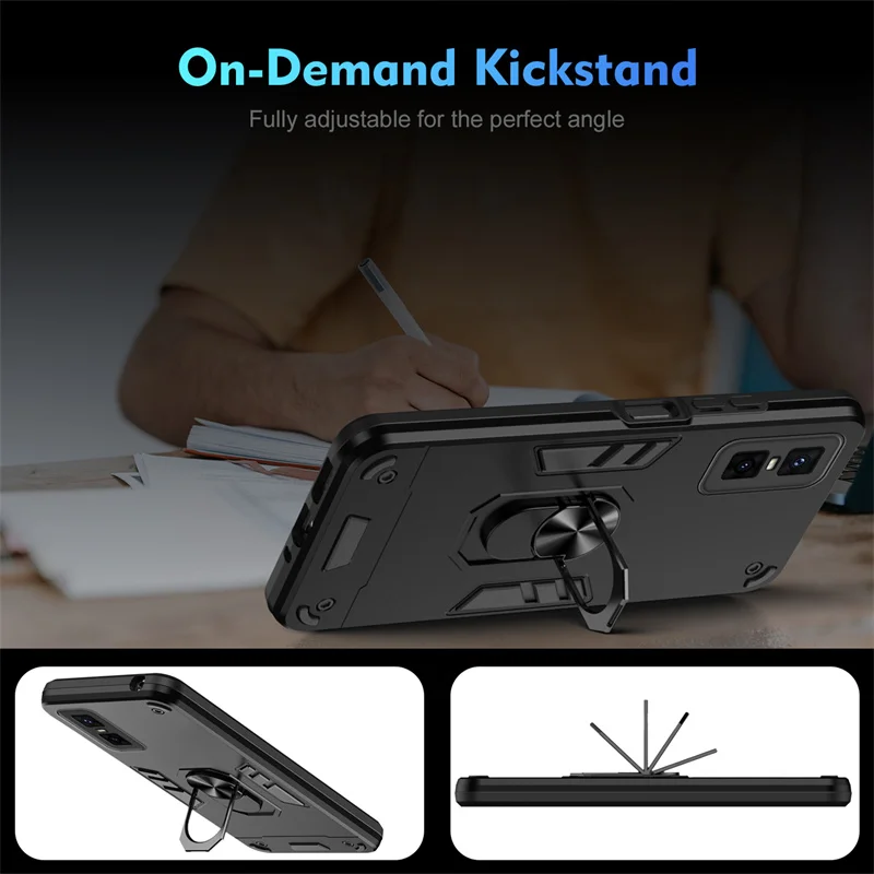 Rugged Shockproof Protective Case with Ring Stand Holder