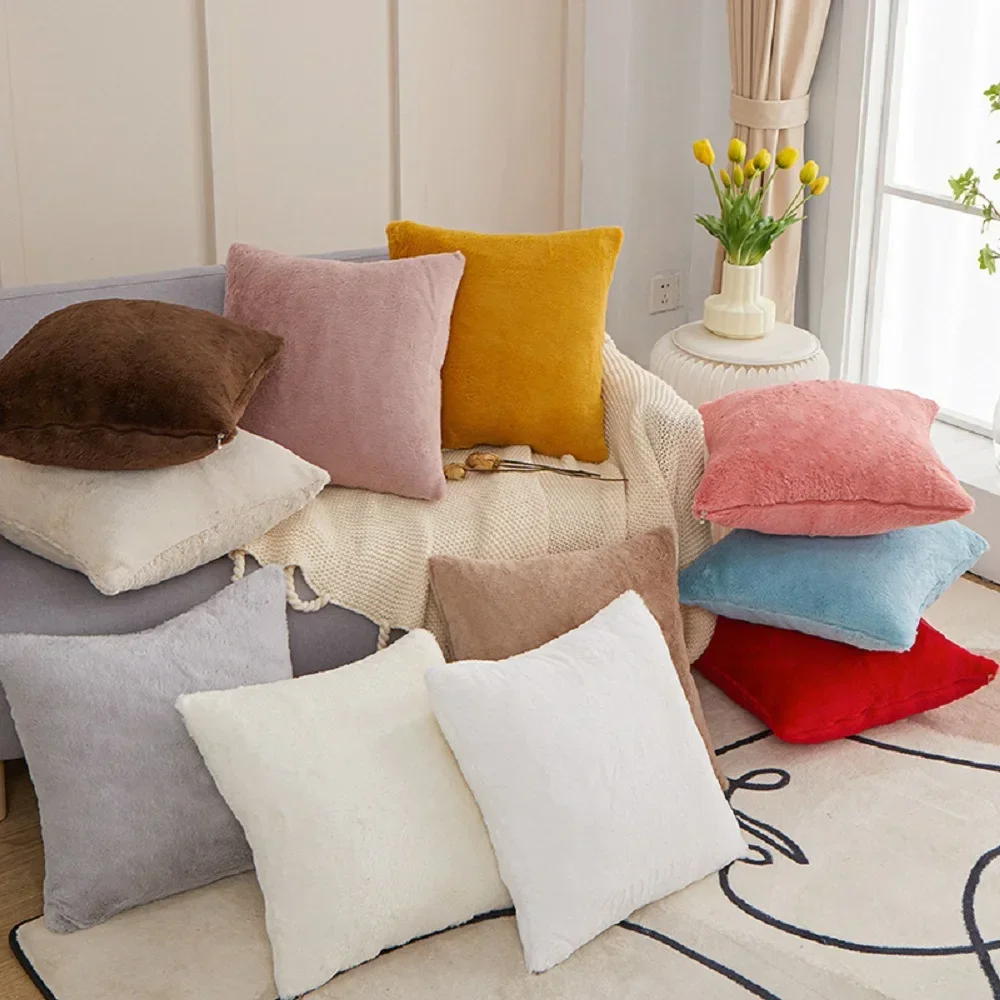 

Classic Solid Sofa Ultra Soft Pillowcase Can Cushion Cover Waist Pillow Cover (Only Have Fabric Cover - Without Pillow Core)