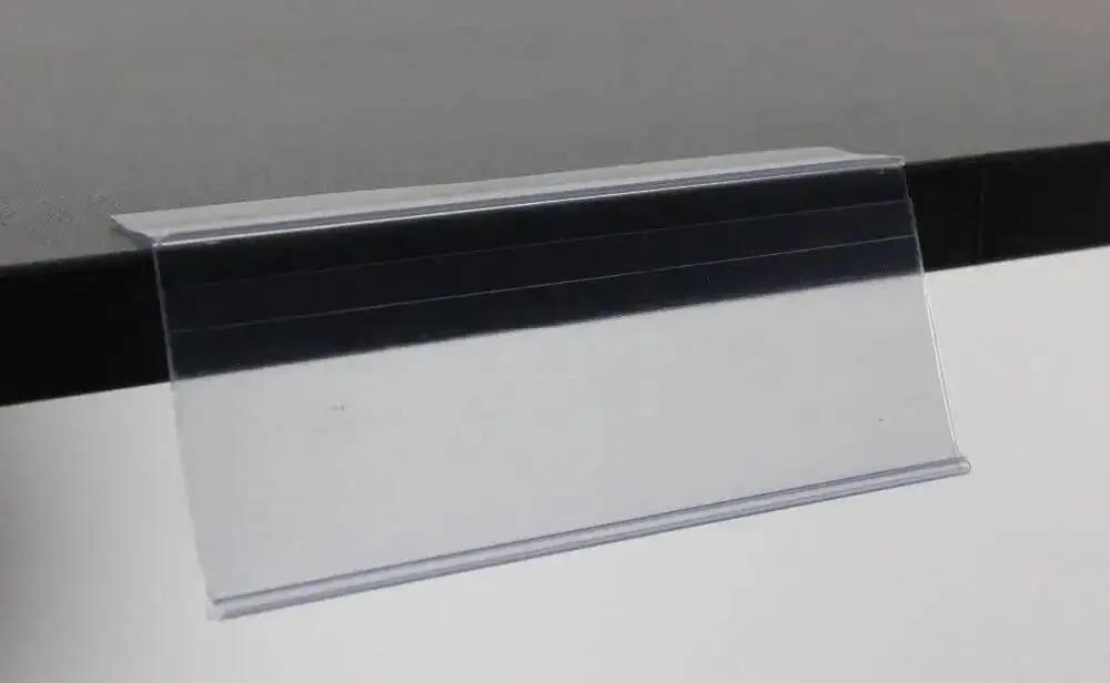 50 Stücke 4*10 cm L Form Etikettenhalter Streifen Klebstoff Extrudieren Preis Zeichen Regal Abdeckung Pop Werbung Banner Zeigt Display Streifen – Detail 3