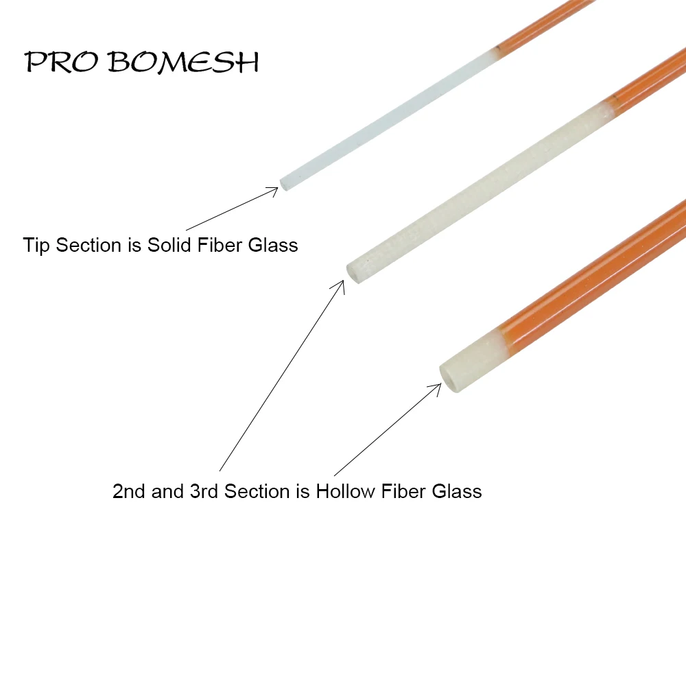 Pro Bomesh 1.2m UL 3 Section Hollow Fiber Glass Solid Tip Trout