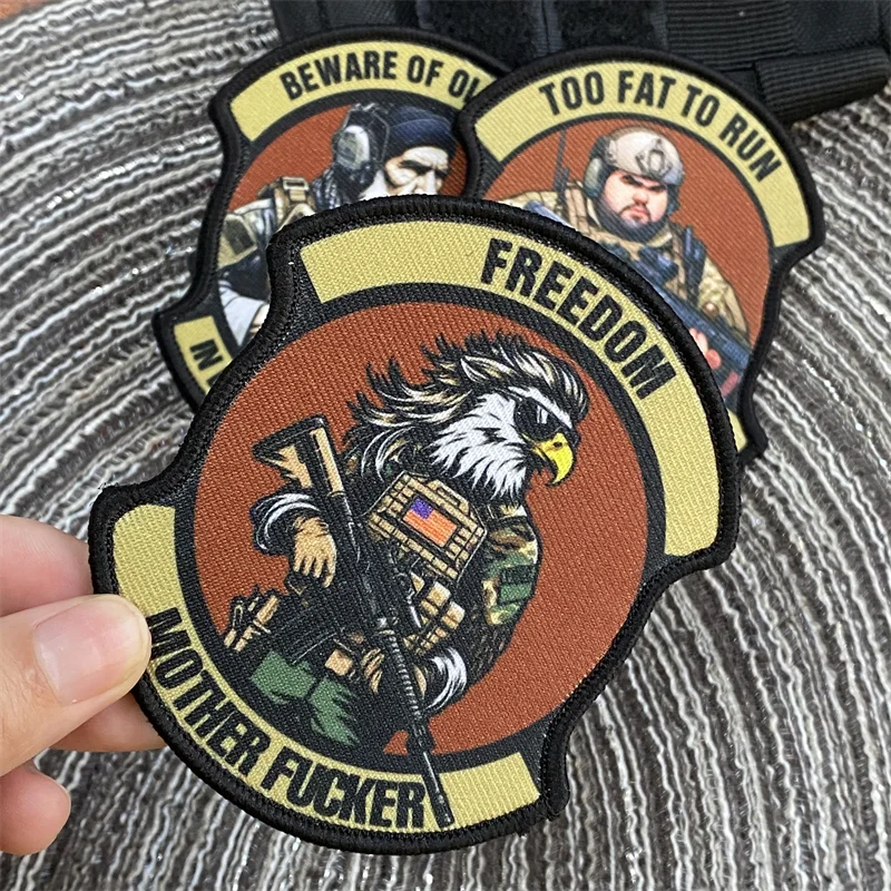 Tactical Insignia Patch Army Soldier Carabiner Ring Old Man Fat Eagle Printed Backpack Clothing Decorative Accessories Stickers